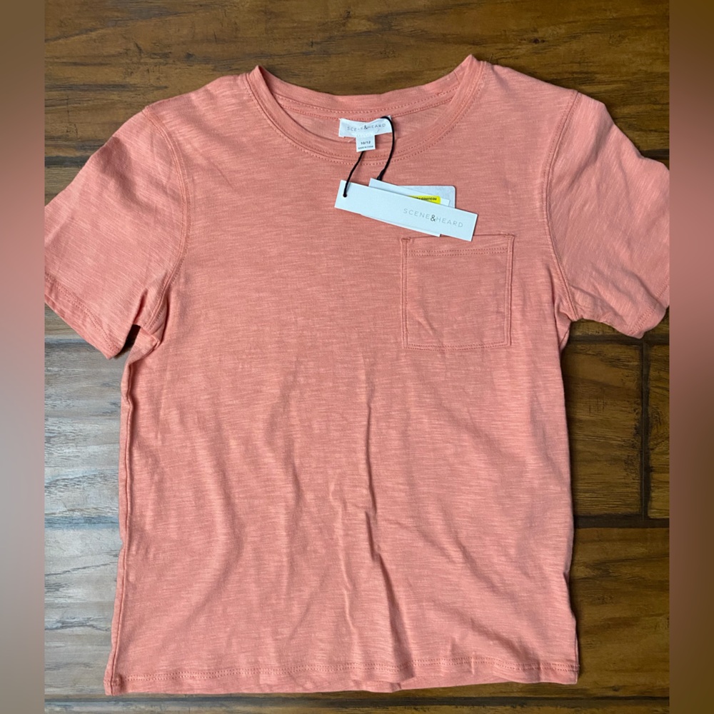 Boy’s Coral Short Sleeve Pocket Tee Size 10 / 12 NWT